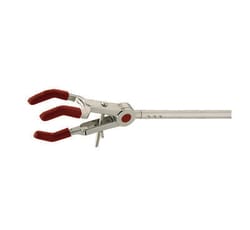 Chemglass Life Sciences Clamp, Three-Prong Extension, Open Yoke, Medium, Single Adjust, 8 3/4in OAL