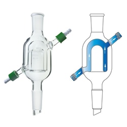 Chemglass Life Sciences Condenser, Reflux, 24/40 Joint, 210 x 64mm, GL-14 Screw Caps, Removable Hose Connections