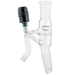 Chemglass Life Sciences Adapter, Distilling/Splitting, 24/40, Angled, 0-4mm Valve, 1/2