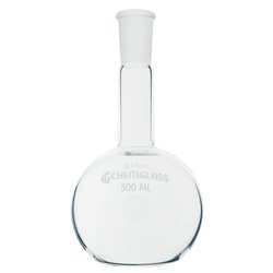 Chemglass Life Sciences 250mL Single Neck Flat Bottom Flask, Long Neck,