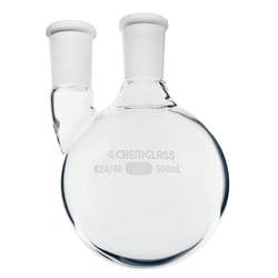 Chemglass Life Sciences 100mL 2-Neck Round Bottomed Flask, 1-CN 24/40 Outer,