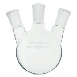 Chemglass Life Sciences&nbsp;Flask, Round Bottom, 200mL, Heavy Wall, 3-Neck, 24/40 CN - 24/40 SN's Angled 20°