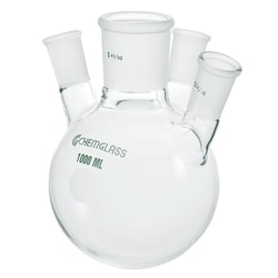 Chemglass Life Sciences Flask, Round Bottom, 1000mL, Heavy Wall, 4-Neck,