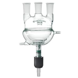 Chemglass Life Sciences 5000mL 3-Neck Round Bottomed Flask, Half Jacket,