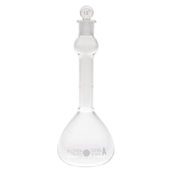 Chemglass Life Sciences&nbsp;250mL Volumetric Flask, HW, Bubble Neck, Large Numbers, Flat Bottom, Class A, TC, #19 Stopper