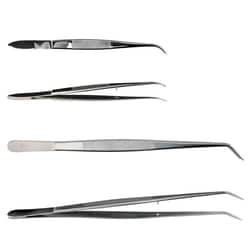 Chemglass Life Sciences Stainless Steel Forceps/Tweezers, Dissecting, Curved, 4.5