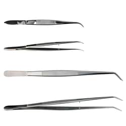 Chemglass Life Sciences Stainless Steel Forceps/Tweezers, Dissecting, Curved, 8
