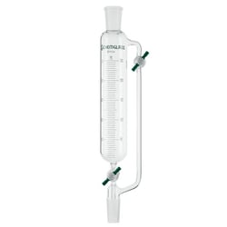 Chemglass Life Sciences 1000mL Addition Funnel, Graduated, 24/40 Joint Size, 4mm PTFE Stpk, 525mm OAH