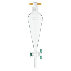 Chemglass Life Sciences Funnel, Separatory, 250mL, Squibb, 4mm PTFE Stpk,