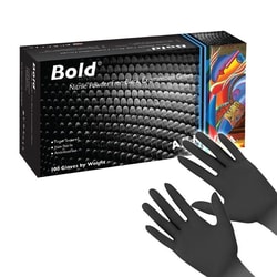 Chemglass Life Sciences Nitrile Gloves, Black, Examination, Bold, Large,