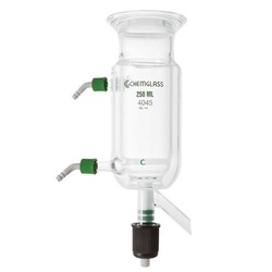 Chemglass Life Sciences 250mL Peptide Synthesis Reaction Vessel, Jacketed,