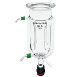 Chemglass Life Sciences 3L Reaction Vessel, Jacketed, 150mm Schott O-Ring Flange, GL-14 Inlet/Outlet, CG-511-02 Drain Valve