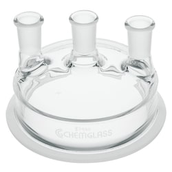 Chemglass Life Sciences Reaction Vessel Lid, 3-Neck, 45/50 Center Neck, 2-24/40 Side Necks, 150mm Schott Flange