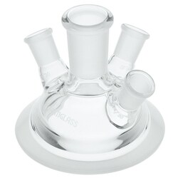 Chemglass Life Sciences&nbsp;Reaction Vessel Lid, 4-Neck, 24/40 Center Neck, 3-14/20 Side Necks on 30° angle, 60mm Schott Flange