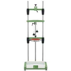 Chemglass Life Sciences ChemRxnHub Support Stand with Manifold System to Include: (1) Reactor Support Frame, (1) Stainless Steel Reactor Clamp, 100mm, (1) Stainless Steel Reactor Clamp, 150mm, (1) Outlet Manifold Assembly Complete, (1) Inlet Manifold Assembly Complete