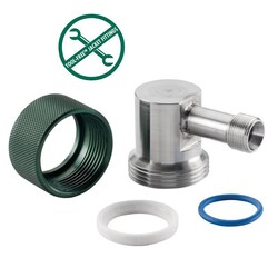 Chemglass Life Sciences Adapter, Stainless Steel, 30mm Tool-Free O-ring