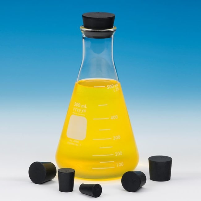 Chemglass Life Sciences Solid Rubber Stopper, 5, Black, Quantity Pack