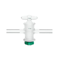 Chemglass Life Sciences Stopcock, Straight Bore, Glass Plug, Pressure, 2mm Bore, 12/30 Plug Size, 8mm OD Sidearms