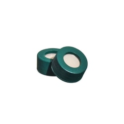 Chemglass Life Sciences Cap, Green, Open Top, 15-425, with 0.60" PP/PTFE/Silicone