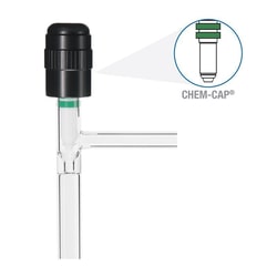 Chemglass Life Sciences&nbsp;Valve, Chem-Cap, Hi-Vac, 1-Arm, 0-20mm Bore