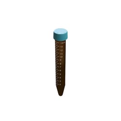 Chemglass Life Sciences 15mL Amber Centrifuge Tube, PS Rack, Sterile, Quantity: