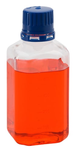 Chemglass Life Sciences Square Bottle, Media, 60mL, Sterile, PETG, Graduated,