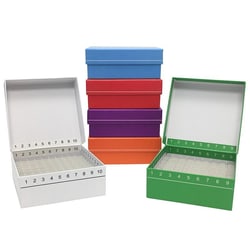 Chemglass Life Sciences Freezer Box, Hinged Lid, Purple, 100-Place, Complete