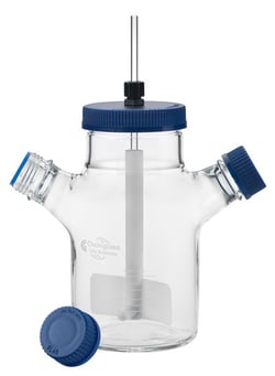 Chemglass Life Sciences&nbsp;BioProcess Spinner Flask, 1, 000mL, Flat Bottom, Complete