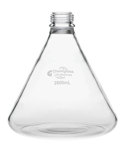 Chemglass Life Sciences Flask, Fernbach, 2800mL, WITHOUT Baffles, GL-45