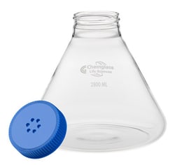 Chemglass Life Sciences Flask, 2800mL, Fernbach, 70mm Screw Thread, Without Baffles, Solid Cap, Approx OD x Height (mm): 210 x 230