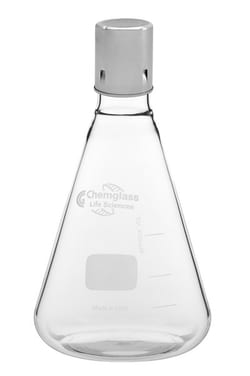 Chemglass Life Sciences 50mL Shake Flask, No Baffles, Delong Neck, with