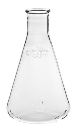 Chemglass Life Sciences Flask, Shake, 1000mL, Baffled, Plain Top, Approx