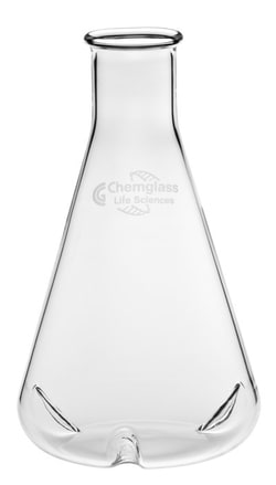 Chemglass Life Sciences Flask, Shake, 250mL, Deep Baffles, Plain Top, Approx