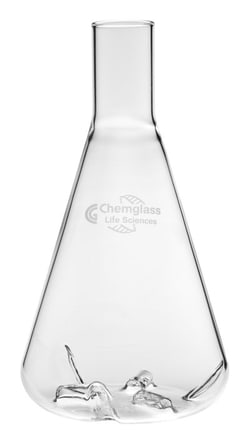 Chemglass Life Sciences&nbsp;Flask, Shake, 500mL, 6 Baffles, Delong Neck, Approx OD x Height (mm): 100 x 200