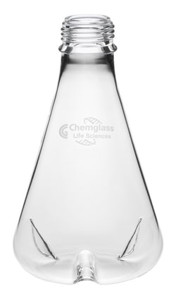 Chemglass Life Sciences Flask, Shake, 250mL, 3 Baffles, GL-45 Thread, Vented