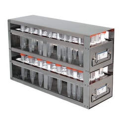 Chemglass Life Sciences Freezer Rack with Two Drawers, Upright Drawer Style, for Centrifuge Tubes, Holds (78) 50mL Tubes, 22