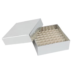 Chemglass Life Sciences Freezer Storage Box, Cardboard, Aluminum Foil Covered, 81 Cell, Complete with Dividers