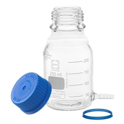 Chemglass Life Sciences Bottle, Media, 250mL, Duran, Clear, with Hose Barb