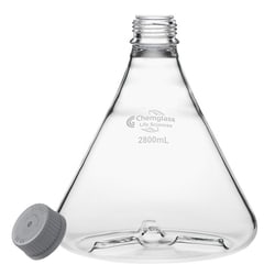 Chemglass Life Sciences Flask, Fernbach, 2800mL, GL-45 Thread, with 3 Bottom Baffles, Vented Cap