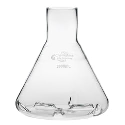 Chemglass Life Sciences Flask, Fernbach, 2800mL, Plain 59mm ID Top, Side