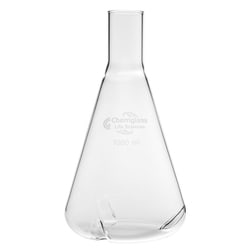 Chemglass Life Sciences&nbsp;Flask, Shake, 300mL, Deep Baffles, Delong Neck, Approx OD x Height (mm): 88 x 162