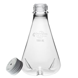 Chemglass Life Sciences&nbsp;Flask, Shake, 2000mL, 3 Baffles, GL-45 Thread, Vented Cap, Approx OD x Height (mm): 170 x 270