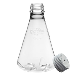 Chemglass Life Sciences Flask, Shake, 250mL, 6 Baffles, GL-45 Thread, Vented