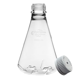 Chemglass Life Sciences Flask, Shake, 2000mL, 6 Baffles, GL-45 Thread, Vented Cap