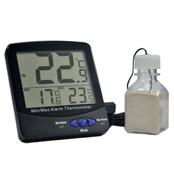 Chemglass Life Sciences Digital Thermometer, Triple Display, with 5mL Vaccine Bottle, Freezer Applications, -20.0°C Certified Temperature