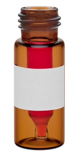 Chemglass Life Sciences&nbsp;Vial, 0.3mL Fused Insert, Amber with Spot, Large Opening, Screw Thread, 12x32mm, GPI 10-425