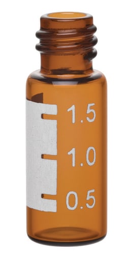 Chemglass Life Sciences Vial, 2.0mL, Amber with White Grad Spot, Standard Opening, 12x32mm, GPI 8-425