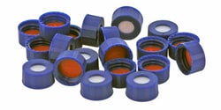Chemglass Life Sciences&nbsp;Preassembled Closure and Septa, Blue, 9mm Thread, PTFE/Silicone Septa with Slit