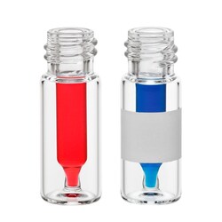 Chemglass Life Sciences Vial, 0.3mL Fused Insert, Clear with Spot, Large Opening, Screw Thread, 12x32mm, GPI 10-425