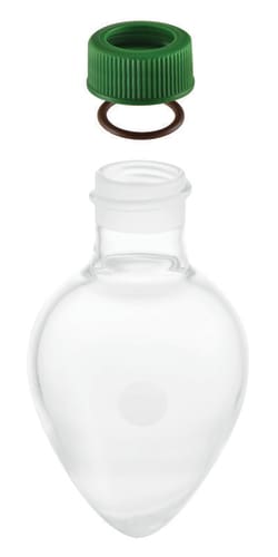 Chemglass Life Sciences&nbsp;25mL Single Neck Pear Shaped Flask, Minum-Ware
